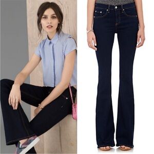 Rag & Bone "Beckett Bell" Dark Wash Blue High Rise Denim Jean
